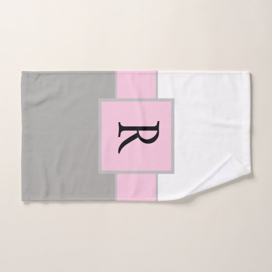 Monogram van Classy Pink en Gray Bad Handdoek (Handdoek)