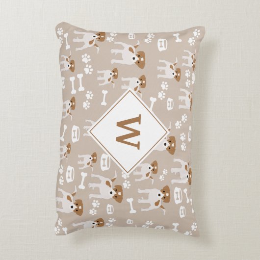 Monogram van Cute Dog Puppy Paw Prins Accent Kussen (Achterkant (Verticaal))