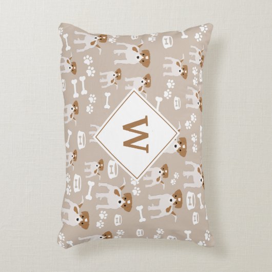 Monogram van Cute Dog Puppy Paw Prins Accent Kussen (Voorkant(Verticaal))