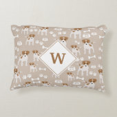 Monogram van Cute Dog Puppy Paw Prins Accent Kussen (Achterkant)