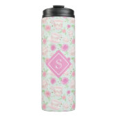 Monogram van Cute Girly Mint en Roze Tea Party Thermosbeker (Voorkant)