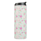 Monogram van Cute Girly Mint en Roze Tea Party Thermosbeker (Gedraaid links)