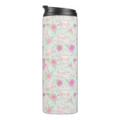 Monogram van Cute Girly Mint en Roze Tea Party Thermosbeker (Geroteerd rechts)