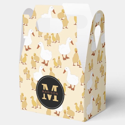Monogram van Cute Moeder Duck & Baby Ducking Patte Bedankdoosjes (Geopend)