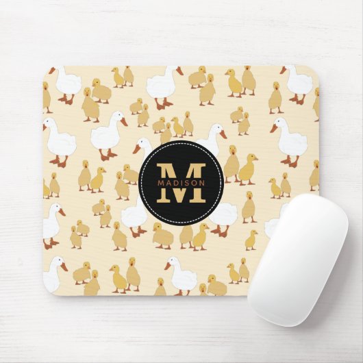 Monogram van Cute Moeder Duck & Baby Ducking Patte Muismat (Met muis)