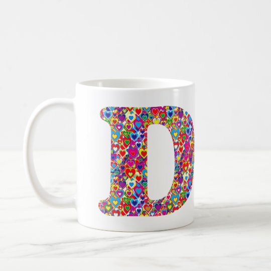 Monogram van D van de pret het Kleurrijke Koffiemok