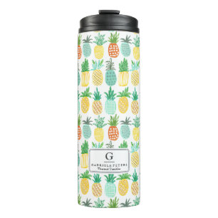 Monogram   van de ananas Thermische Thermosbeker
