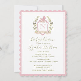 Monogram van de baby-transportkam | Roze Baby show Kaart