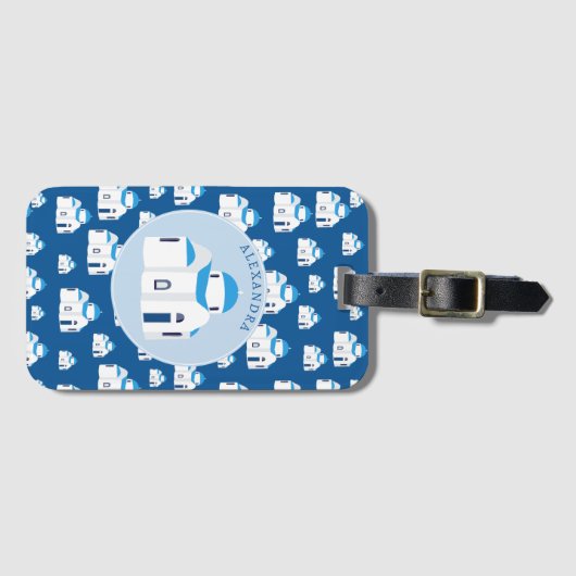 Monogram van de Blauwe Dome Kerk van het eiland Sa Bagagelabel (Voorkant (horizontaal))