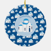 Monogram van de Blauwe Dome Kerk van het eiland Sa Keramisch Ornament (Achterkant)