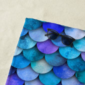Monogram van de blauwe paarse mermaïdschaal strandlaken (In situ)