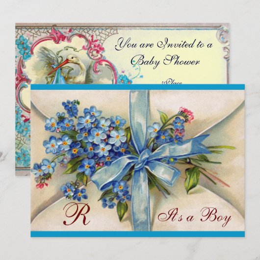 MONOGRAM VAN DE BLAUWE STROOMSTROOM VAN HET BABY S KAART (Voorkant / Achterkant)