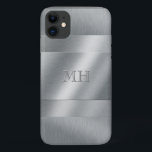 Monogram van de blik van het Metaal van de Koel bo iPhone 11 Hoesje<br><div class="desc">Cool,  elegant en minimalistisch geborsteld metaal zien eruit als een smartphone-hoesje waaraan je je initialen kunt toevoegen,  die er als een gegraveerd effect uitzien.</div>