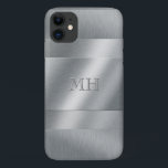 Monogram van de blik van het Metaal van de Koel bo iPhone 11 Hoesje<br><div class="desc">Cool,  elegant en minimalistisch geborsteld metaal zien eruit als een smartphone-hoesje waaraan je je initialen kunt toevoegen,  die er als een gegraveerd effect uitzien.</div>