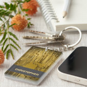 Monogram van de Cool Gold Computer Circuit Board Sleutelhanger (Voorkant Rechts)