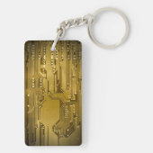 Monogram van de Cool Gold Computer Circuit Board Sleutelhanger (achterkant)
