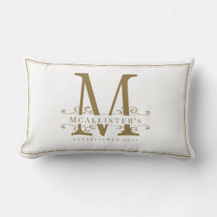 Monogram van de Elegant White and Gold Family Kussen