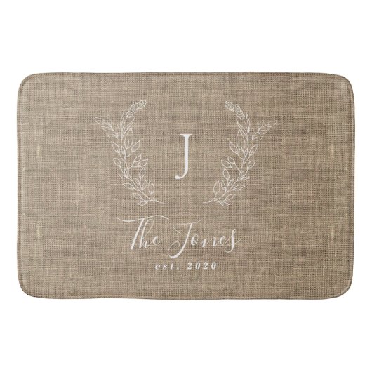Monogram van de familie Elegant modern boerenbedri Badmat (Voorkant)