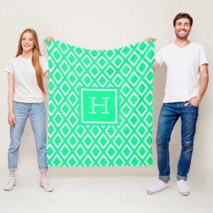 Monogram van de familie Neo Mt Groen diamantpatroo Fleece Deken