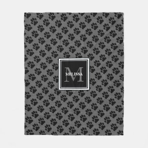 Monogram van de familie van de moderne grijze burl fleece deken