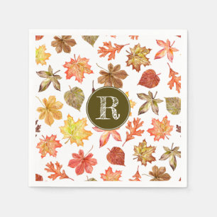 Monogram van de familie van het gevalblad servet