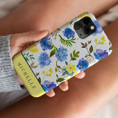 Monogram van de Feminine Yellow en Blue flow Case-Mate iPhone Case