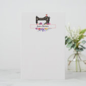 Monogram van de Floral  naaigmachine Briefpapier (Staand voorkant)