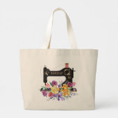 Monogram van de Floral naaigmachine Grote Tote Bag (Achterkant)