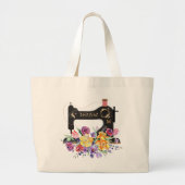 Monogram van de Floral naaigmachine Grote Tote Bag (Voorkant)