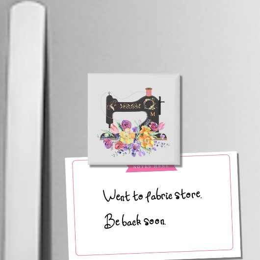 Monogram van de Floral  naaigmachine Magneet