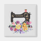 Monogram van de Floral  naaigmachine Magneet (Voorkant)
