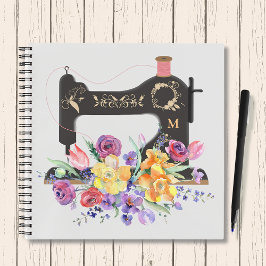 Monogram van de Floral  naaigmachine Notitieboek