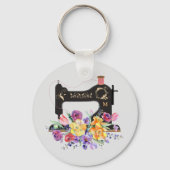 Monogram van de Floral naaigmachine Sleutelhanger (Voorkant)
