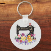 Monogram van de Floral naaigmachine Sleutelhanger (Voorkant)