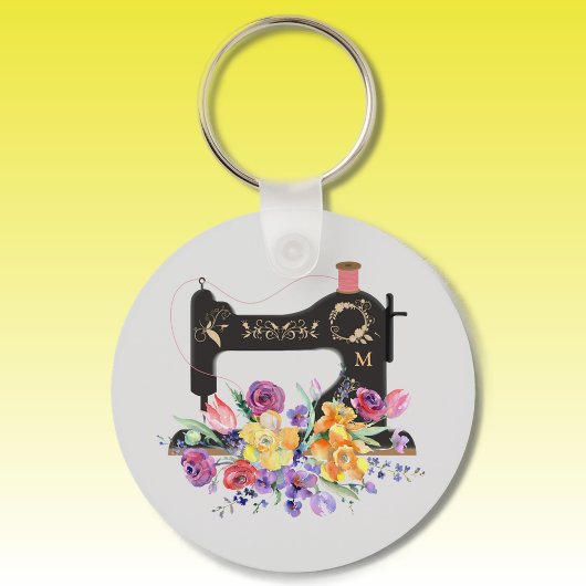 Monogram van de Floral naaigmachine Sleutelhanger