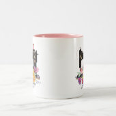 Monogram van de Floral  naaigmachine Tweekleurige Koffiemok (Center)