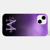 Monogram van de Folie van de zwarte en Lila Paarse Case-Mate iPhone Case (Achterkant (horizontaal))