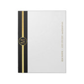 Monogram van de gepersonaliseerde Black Gold Strip Notitieblok (Linkerzijde)