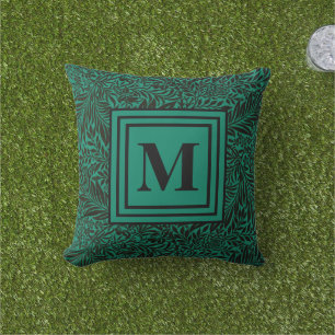 Monogram van de groene familie Emerald - Botanisch Buitenkussen