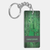 Monogram van de kool Green Computer Circuit Board Sleutelhanger (Voorkant Links)