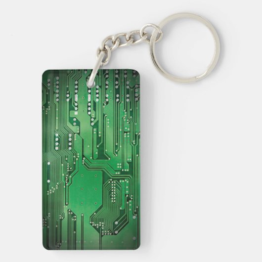 Monogram van de kool Green Computer Circuit Board Sleutelhanger (achterkant)
