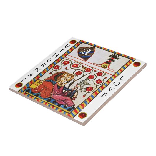 MONOGRAM VAN DE LADZIJDE, wit rood gem Tegeltje (Zijkant)