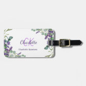 Monogram van de lavendel violet bloemen bagagelabel (Voorkant horizontaal)