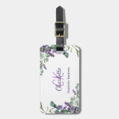 Monogram van de lavendel violet bloemen bagagelabel (Voorkant verticaal)
