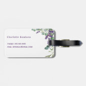 Monogram van de lavendel violet bloemen bagagelabel (Achterkant horizontaal)