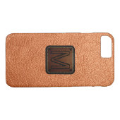 Monogram van de leder uit de atoomtangerine Case-Mate iPhone case (Achterkant (Horizontaal))