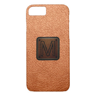 Monogram van de leder uit de atoomtangerine 	iPhone 8/7 hoesje