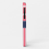 Monogram van de marine van Bright roze Wht Ribbon Case-Mate iPhone Case (Achterkant/links)