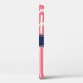 Monogram van de marine van Bright roze Wht Ribbon Case-Mate iPhone Case (Achterkant / Links)