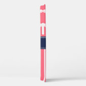 Monogram van de marine van Bright roze Wht Ribbon Case-Mate iPhone Case (Achterkant / Rechts)
